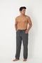 Men's Cotton Pocketed Plaid Elastic Waist Pajama Bottoms / Black 604 - 4