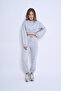 Women's Three Thread Cotton Inside Sh Fleece-Lined Tracksuit Set Crew Neck Crop Sports Tracksuit Set - 5