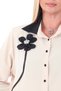 Plus Size Shirt Collar 3D Flower and Piped Detail Stylish Women's Blouse - 3