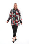 Plus Size Shirt Collar Metal Button Long Sleeve Geometric Pattern Casual Women's Tunic - 4