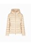 Women's Hooded Collar Long Sleeve Zippered Beige Coat - 5