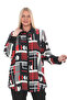Plus Size Shirt Collar Metal Button Long Sleeve Geometric Pattern Casual Women's Tunic