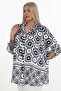 Plus Size (50-56) Printed Chiffon Shirt Collar Modern Geometric Pattern Women's Evening Dress Tunic - 2