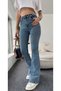 Maria Gold Women's Blue Karyıkama High Waist Stretch Fabric Extra Flexible Flared Jeans Denim Trousers