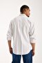 Bb Club Rio Oxford Cotton Oversized Fit White Classic Collar Men's Striped Shirt - 4