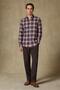 Luca Flannel Cotton Blend Comfort Fit Grey Button down Collar Men's Plaid Shirt - 3