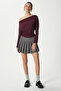 Women's Grace Asymmetrical Shoulder Detail Plum Blouse - 3
