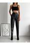 Women's Tredn Leather Pants with Pencil Waist and Zipper Closure - 3