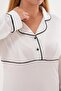 Women's Front Buttoned Piped Cotton Maternity Nightgown-Dressing Gown Set of 2 - 7