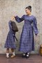 Pleated Navy Blue Mother Long Dress and Girl Long Sleeve Plaid Dress Mother-Daughter Combination (Long Sleeve)