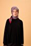 Viscose Blended Velora Scarf Pomegranate Flower-Dark Gray Silver Cream Patterned Tok Duruşlu 90X90 - 6