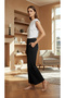 Women's Elastic Waist 100% Cotton Tassel-Cuffed Gabardine Trousers - 3