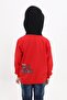 Red Boy's Relax Fit Hooded Pocket Color Block Printed Sweatshirt - 2 Thread - 3