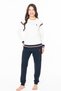 Women's Cuff Sleeves and Cuffs on the Legs, Pocket Detail, 2-Thread Woven Winter Home Wear Top and Bottom Set - 2