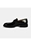 Men's Black Leather Loafer with Metal Accessories - 3