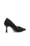 Thin Heeled Women's Shoes with Staple Detail - 3