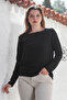 Black Boat Neck Long Sleeve Glitter Casual Knit Sweater 65 60 - 4
