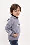 Dark Gray Boy's Relax Fit Hooded Pocket Printed Sweatshirt - 2 Thread - 2