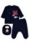 M Embroidered 3-Piece Bodysuit Sets - Navy Blue