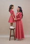 Vintage-Collar Red Floral Dress and Girl's Large-Collar Dress Combination (SOLD AS SINGLE ITEM) - 4