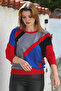 Red Pool Collar Long Sleeve Blocky Casual Knitwear Sweater 65 60 - 3
