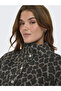 Women's Onlemılıa Leopard Patterned Stand Collar Coat 15349082 Brown - 5