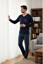 Luxury Thermal Men's Winter Pajama Set 9746 Navy Blue - 5