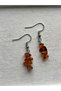Blood Amber Stone Silver Color Steel Earrings Handmade - 2