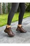 Brown Leather Lace-Up Women's Casual Boots - 2