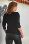 Black Boat Neck Long Sleeve Zigzag Patterned Casual Knitwear Sweater 65 60 - 6