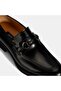 Men's Black Leather Loafer with Metal Accessories - 6