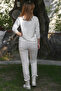 Ecru Round Neck Long Sleeve Stoned Trock Casual Knitwear Sweater 65 60 - 7