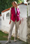 Wine Color Shawl Collar Sleeveless No Closure Casual Felt Fabric Woven Vest 65 60 - 6