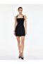 Sleeveless Square Neck Double Strap Mini Dress with Metal Accessories - 3