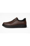 Gr0406 Genuine Leather Smart Lace-Up Ankle Stretch Orthopedic Dark Brown Men's Shoes - 6