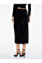 Slim Fit Draped Slit Double-Breasted Midi Velvet Skirt - 4