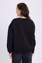 Women's Oversized Wide Cut Cotton 3-Thread Crew Neck Black Sweatshirt - 7