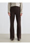 Lcw Modest Brown Elastic Waist Flared Women's Trousers - 2