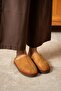 Raffy Tan Suede Stitching Detailed Semi-Closed Silent Non-Slip Strip Coated Thermo Sole House Slippers