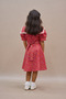 Vintage Girl's Red Floral Big Collar Flared Dress - 4