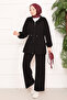 Adjustable Waist Pocket Detail Modest Two-Piece Set Black