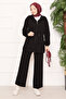 Adjustable Waist Pocket Detail Modest Two-Piece Set Black - 3