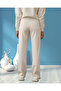 Women's Off-White Stretchy Cotton Textured Regular Fit Sweat Pants with Side Pockets - 3