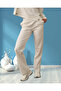 Women's Off-White Stretchy Cotton Textured Regular Fit Sweat Pants with Side Pockets - 2