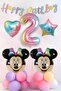 2 Years Old Minnie Mouse Balloon Set Party Supplies Number Rainbow Foil Balloon Birthday Decorations