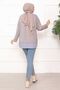 Striped Shirt Paneled Tunic Stone - 5