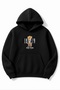 Black Oversized Unisex Teddy Bear New York Printed Hooded Sweatshirt