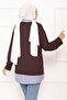 Striped Shirt Garnished Tunic Brown - 6