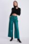 Green 3 Elastic Waist Wide Leg Leather Trousers 50713 - 2