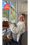 Women's Crew Neck Oversized Thick Knitwear Sweater Ecru